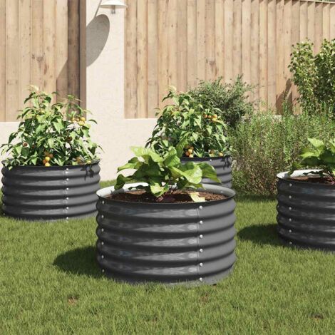 Garden Raised Bed 80x80x44 cm Galvanised Steel Grey vidaXL