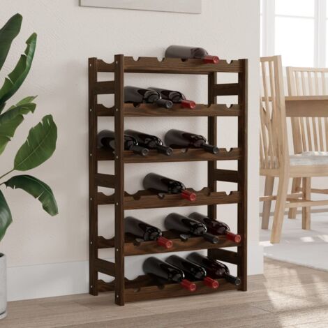 Wine Rack for 30 Bottles Brown Solid Wood Pine vidaXL