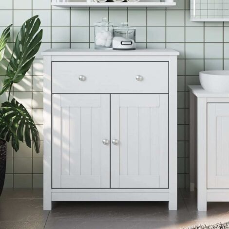Bathroom Cabinet BERG White 69.5x34x80 cm Solid Wood Pine vidaXL