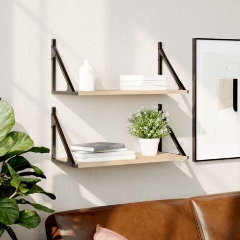 Wall Shelves 2 pcs Sonoma Oak 60x25x25.5 cm Engineered wood vidaXL