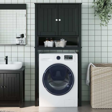 Washing Machine Cabinet BERG Black 76x27x164.5 cm Solid Wood vidaXL (1/5)