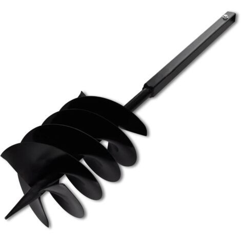 Ground Drill with Handle Auger Bit 200 mm Three Spirals Steel Black vidaXL
