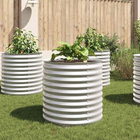 Garden Raised Bed 80x80x81 cm Galvanised Steel Silver vidaXL