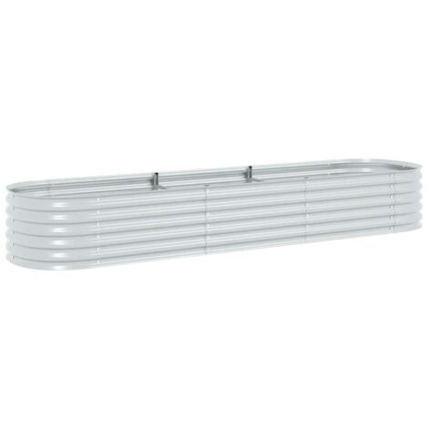 Garden Raised Bed 320x80x44 cm Galvanised Steel Silver vidaXL