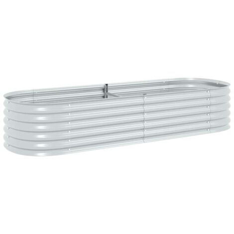 Garden Raised Bed 240x80x44 cm Galvanised Steel Silver vidaXL