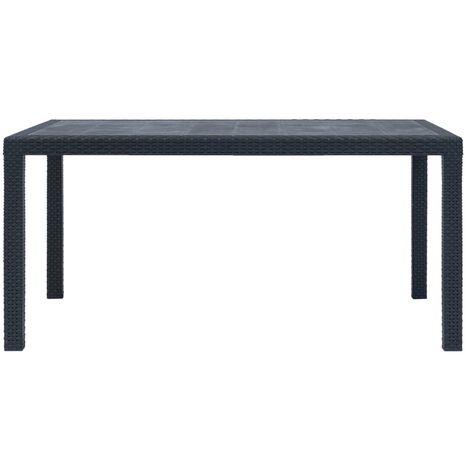 Garden Table Anthracite 150x90x72 cm Plastic Rattan Look vidaXL