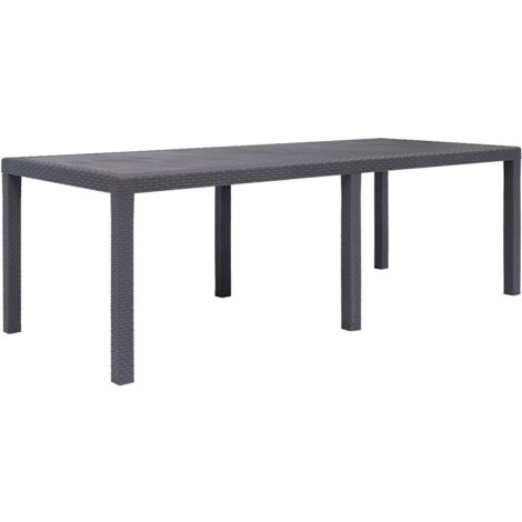 Garden Table Brown 220x90x72 cm Plastic Rattan Look vidaXL