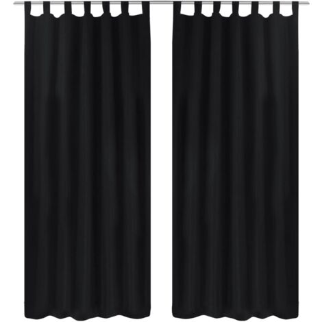 2 pcs Black Micro-Satin Curtains with Loops 140 x 245 cm vidaXL