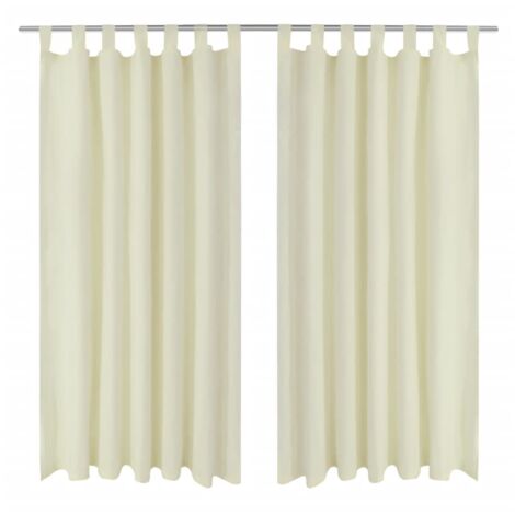 2 pcs Cream Micro-Satin Curtains with Loops 140 x 245 cm vidaXL