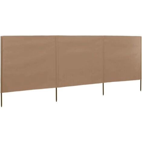 3-panel Wind Screen Fabric 400x120 cm Taupe vidaXL