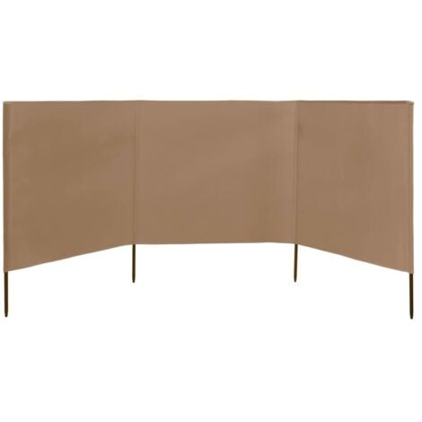 3-panel Wind Screen Fabric 400x120 cm Taupe vidaXL