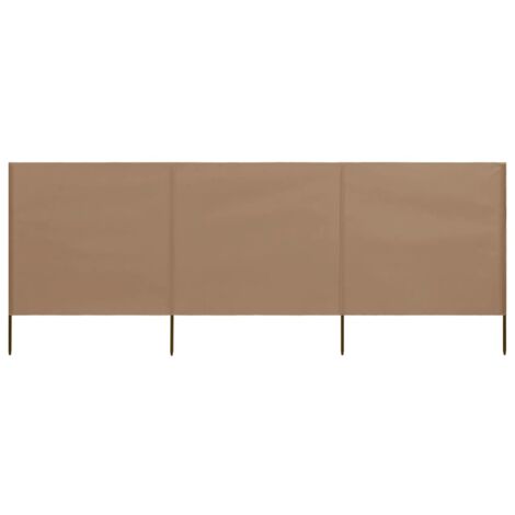3-panel Wind Screen Fabric 400x120 cm Taupe vidaXL