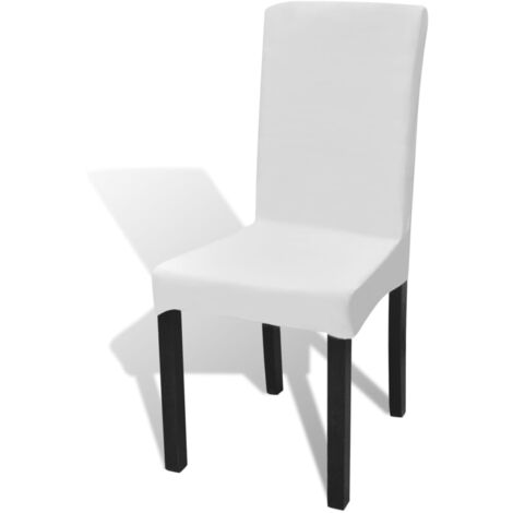6 pcs White Straight Stretchable Chair Cover vidaXL