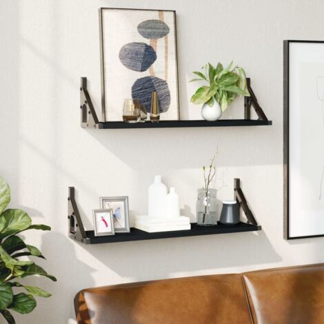 Wall Shelves 2 pcs Black 60x15x15.5 cm vidaXL