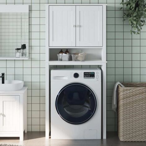 Washing Machine Cabinet BERG White 76x27x164.5 cm Solid Wood vidaXL (1/5)