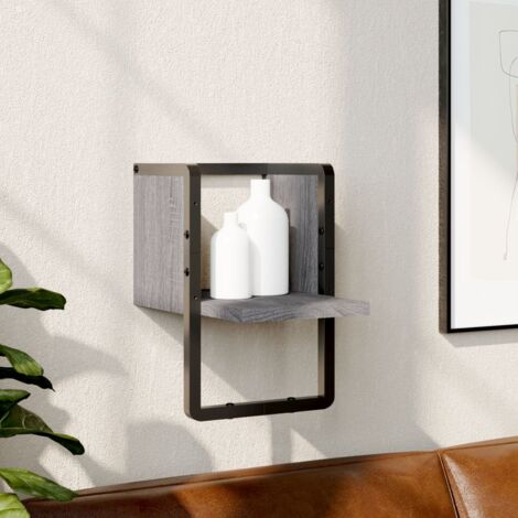 Wall Shelf with Bar Grey Sonoma 20x25x30 cm vidaXL (1/5)