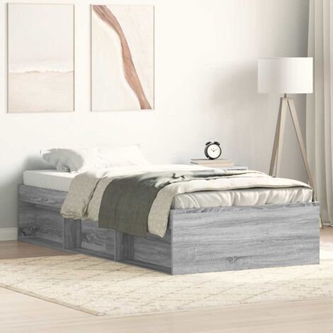 Bed Frame without Mattress Grey Sonoma 75x190 cm Small Single Small Single vidaXL (1/5)