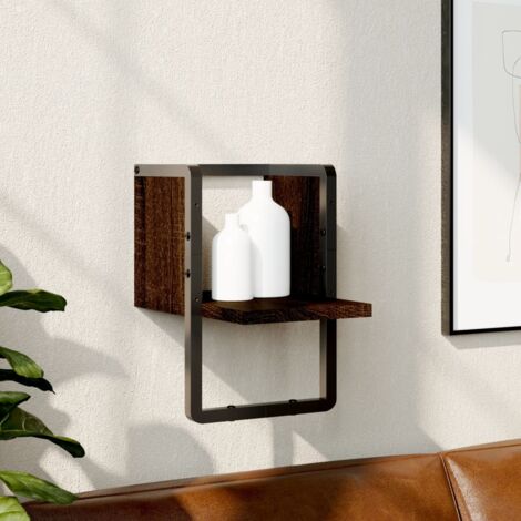 Wall Shelf with Bar Brown Oak 20x25x30 cm vidaXL