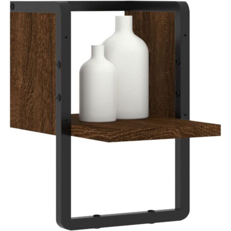 Wall Shelf with Bar Brown Oak 20x25x30 cm vidaXL