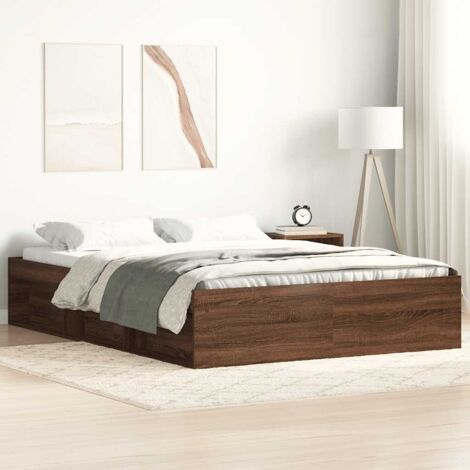 Bed Frame without Mattress Brown Oak 140x200 cm vidaXL (1/5)