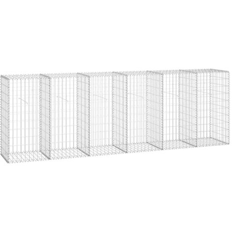Gabion Wall with Covers Galvanised Steel 300x50x100 cm vidaXL