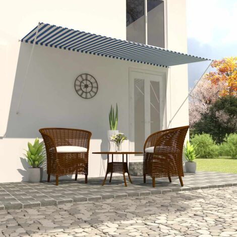 Retractable Awning 300x150 cm Blue and White vidaXL