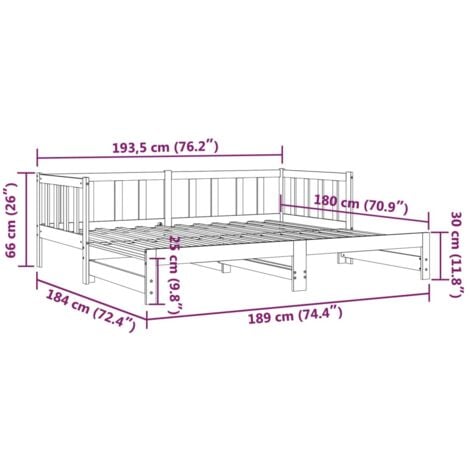 Day Bed with Trundle without Mattress White 90x190 cm Single Solid Wood vidaXL