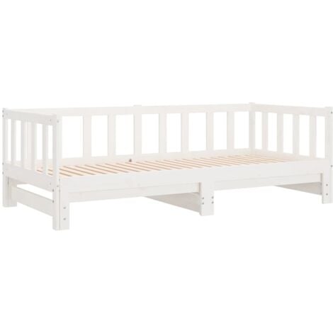 Day Bed with Trundle without Mattress White 90x190 cm Single Solid Wood vidaXL