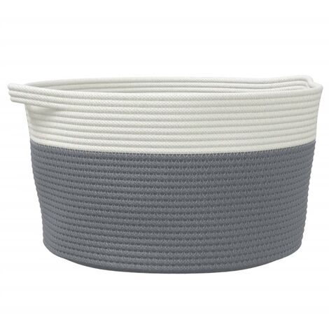 Storage Basket Grey and White Ø40x25 cm Cotton vidaXL