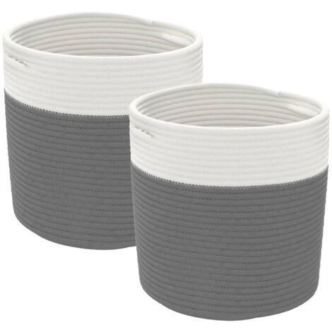 Storage Baskets 2 pcs Grey and White Ø28x28 cm Cotton vidaXL