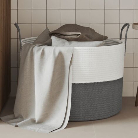 Storage Basket Grey and White Ø51x33 cm Cotton vidaXL