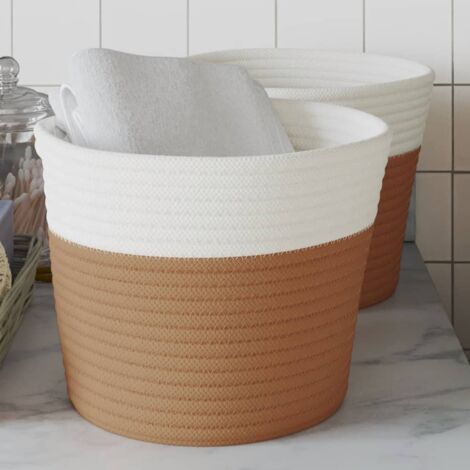 Storage Baskets 2 pcs Brown and White Ø24x18 cm Cotton vidaXL (1/5)