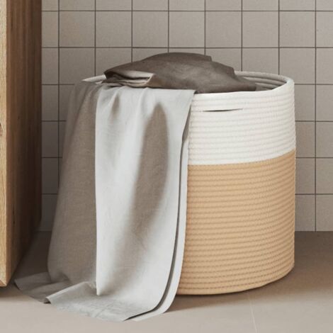 Storage Basket Beige and White Ø40x35 cm Cotton vidaXL
