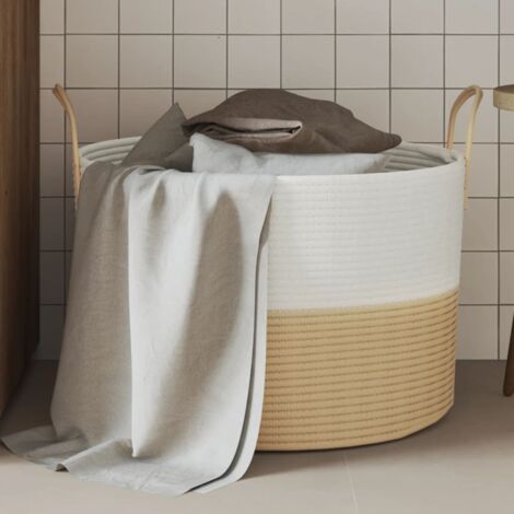 Storage Basket Beige and White Ø51x33 cm Cotton vidaXL