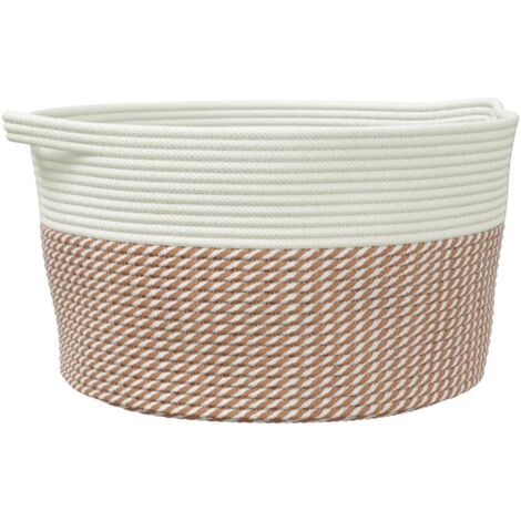 Storage Basket Brown and White Ø40x25 cm Cotton vidaXL