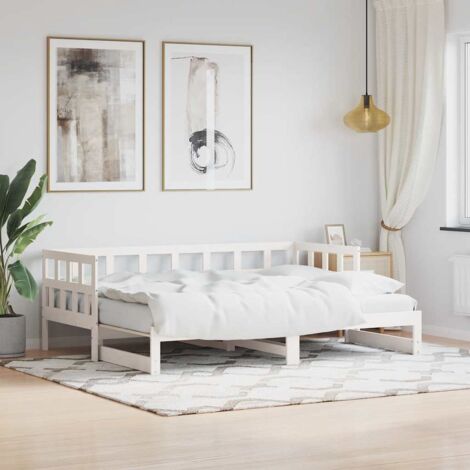Daybed with Trundle without Mattress White 90x190 cm Single Solid Wood vidaXL