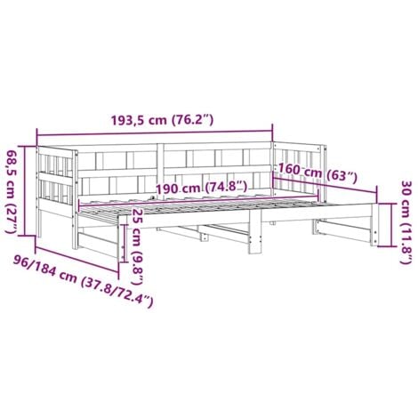Daybed with Trundle without Mattress White 90x190 cm Single Solid Wood vidaXL