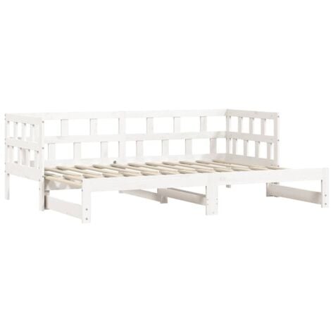 Daybed with Trundle without Mattress White 90x190 cm Single Solid Wood vidaXL