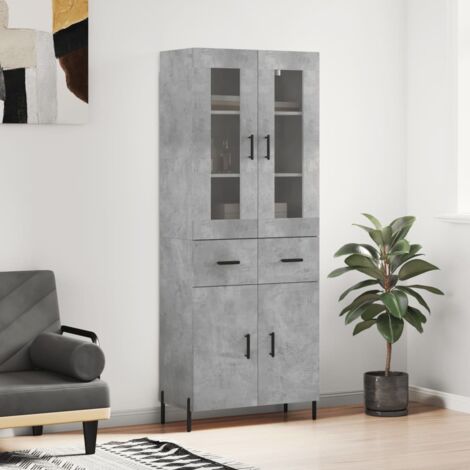 Highboard Concrete Grey 69.5x34x180 cm Engineered Wood vidaXL (1/5)