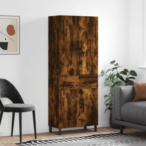 Highboard Smoked Oak 69.5x34x180 cm Engineered Wood vidaXL