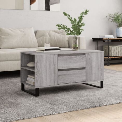 Coffee Table Grey Sonoma 102x44.5x50 cm Engineered Wood vidaXL