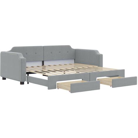 Daybed with Trundle&Drawers without Mattress Light Grey 90x190 cm Single vidaXL