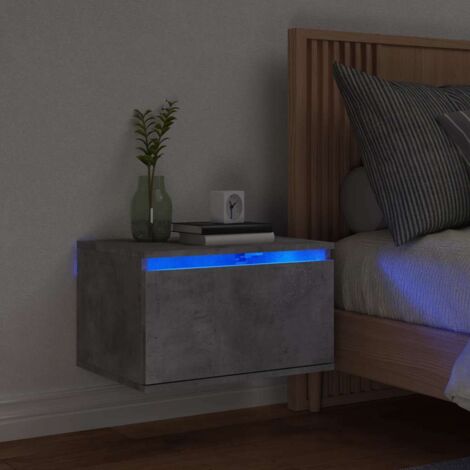 Wall-mounted Bedside Cabinet with LED Lights Concrete Gery vidaXL (1/5)