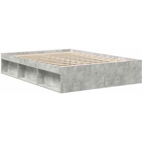 Bed Frame without Mattress Concrete Grey 135x190 cm Double Double vidaXL