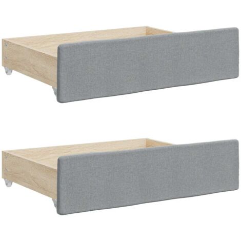 Bed Storage Drawers 2 pcs Light Grey Engineered Wood and Fabric vidaXL