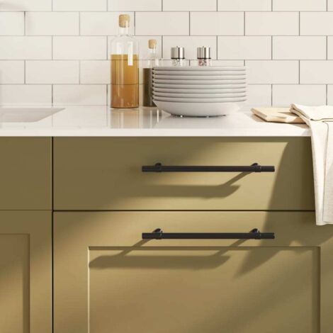 Cabinet Handles 10 pcs Black 192 mm Stainless Steel vidaXL