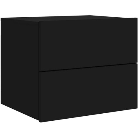 Wall-mounted Bedside Cabinet with LED Lights Black vidaXL
