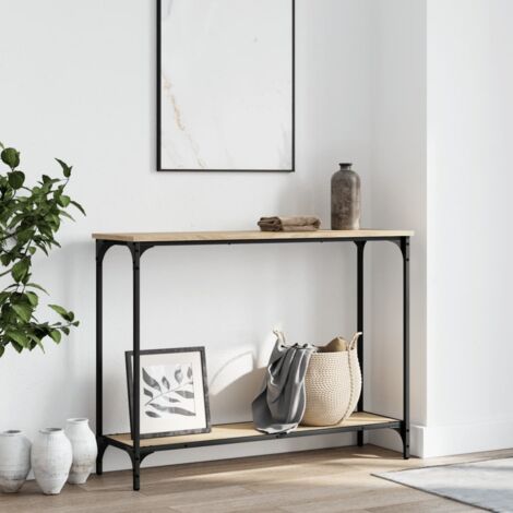 Console Table  Sonoma oak  Engineered wood, metal  101x30.5x75 cm vidaXL