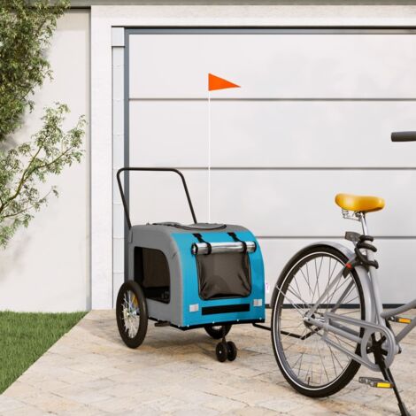 Pet Bike Trailer Blue and Grey Oxford Fabric and Iron vidaXL