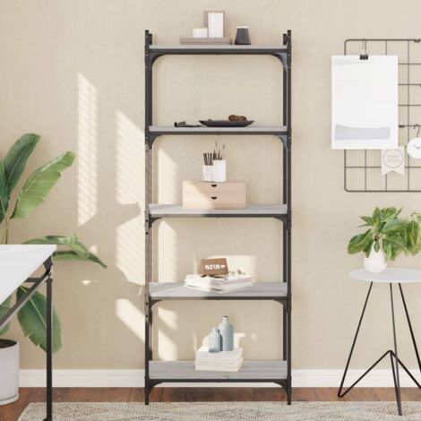 Bookcase 5-Tier Grey Sonoma 60x30x154 cm Engineered Wood vidaXL (1/5)